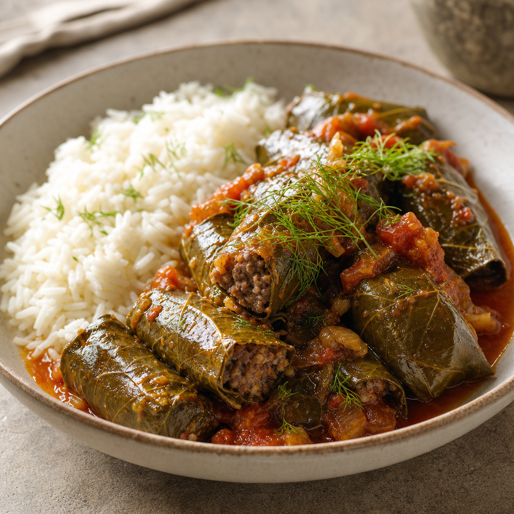 Moroccan Lamb and Vine Leaves